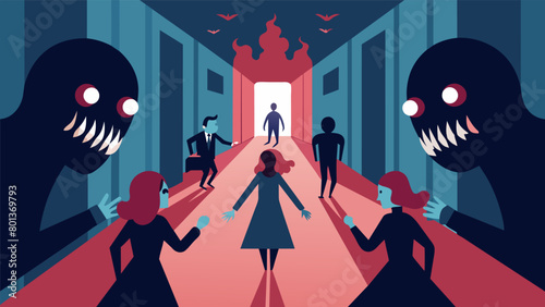 Whispers and murmurs could be heard throughout the hall causing the visitors hearts to race with growing paranoia..