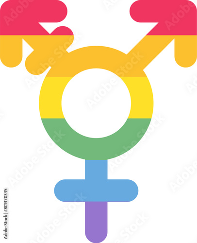 Rainbow Gender Transgender sign in rainbow stripped colors. LGBT party icon for design of card or invitation. Multicolored vector symbol isolated on white background