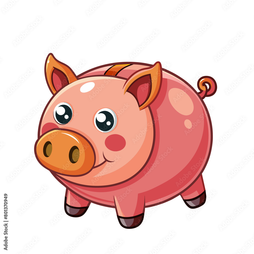 Piggy Bank cartoon style on white background Piggy Bank cartoon style on white background