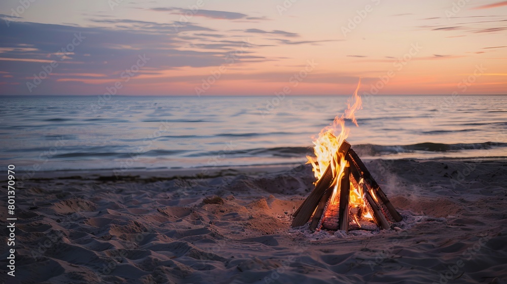 Fototapeta premium Beach bonfires. capturing the warmth and magic of bonfires with friends and loved ones