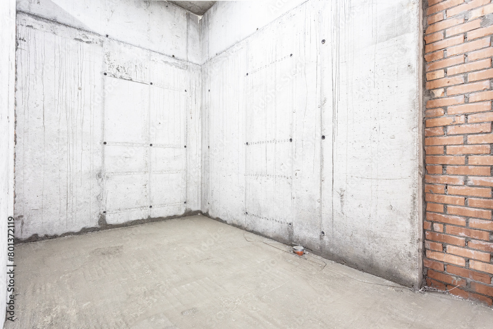 interior of the apartment without decoration in gray colors. rough finish interior of the apartment without decoration in gray colors. rough finish