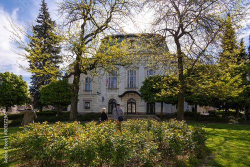 The building of the A. Mickiewicz Theater in Cieszyn in the spring sunshine