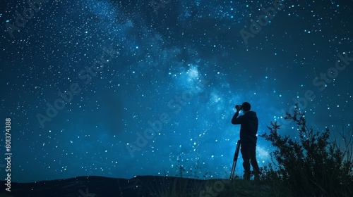 Mesmerizing night sky stargazing. stars, moonlit landscapes, galaxies, and mystical summer views