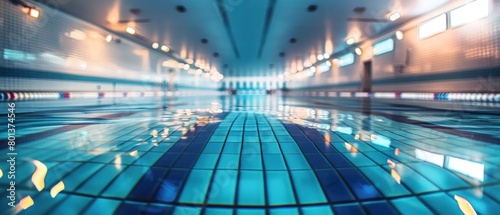An empty swimming pool lane, representing the discipline and dedication of competitive swimmers. photo