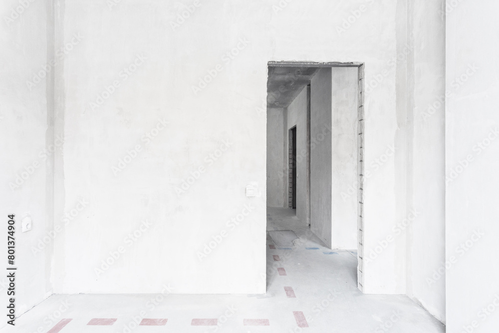 interior of the apartment without decoration in gray colors. rough finish