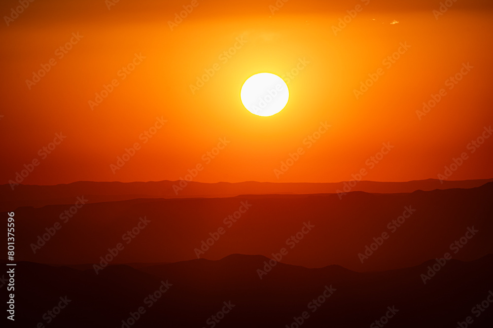 Usa, New Mexico, Santa Fe, Sunset above Sangre De Cristo Mountains