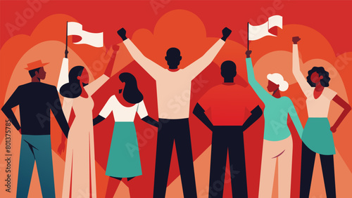 A striking image of a group of people holding hands united in their fight for freedom and standing strong against injustice and oppression.. Vector illustration