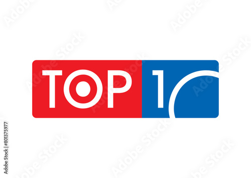 top 10 concept on white background. red-blue top 10 logo
