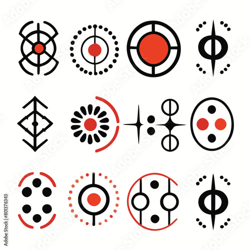 Mid-century modern patterns with abstract shapes and atomic motifs, capturing the spirit of postwar optimism vector art and white background_4096x4096.eps