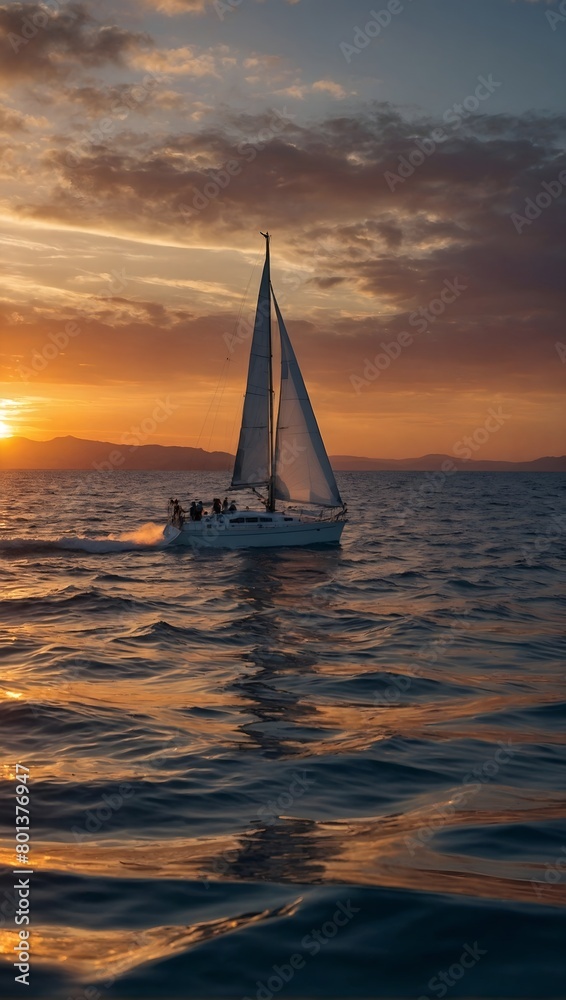 Fototapeta premium Sailboat at sunset