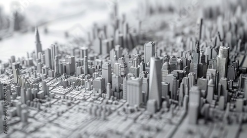Transform the concept of a bustling cityscape into a mind-bending masterpiece by juxtaposing intricate linework reminiscent of topographical maps with a photorealistic touch