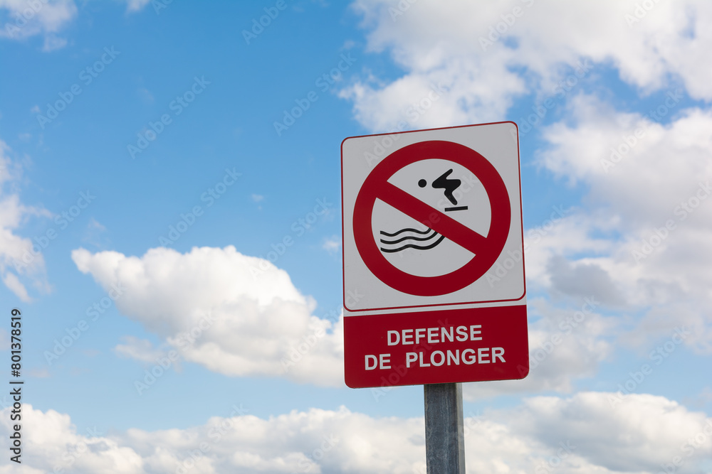 Panneau d'interdiction de plonger Panneau d'interdiction de plonger