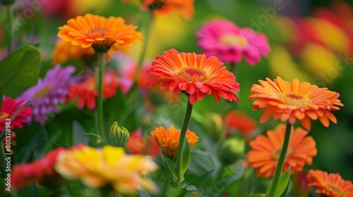 Vibrant summer blooms. close-up shots of lush botanical gardens with colorful flowers in full bloom