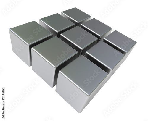 Silver cubes on transparent background