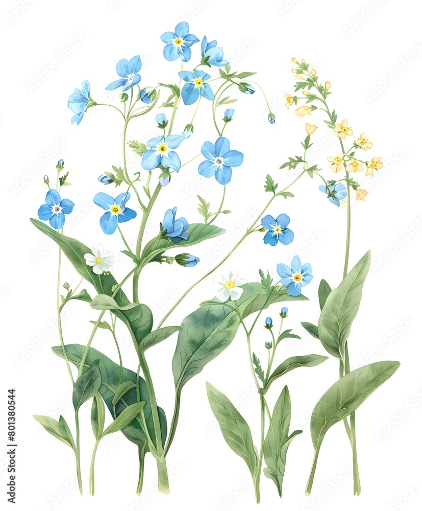 watercolor illustration of wildflowers