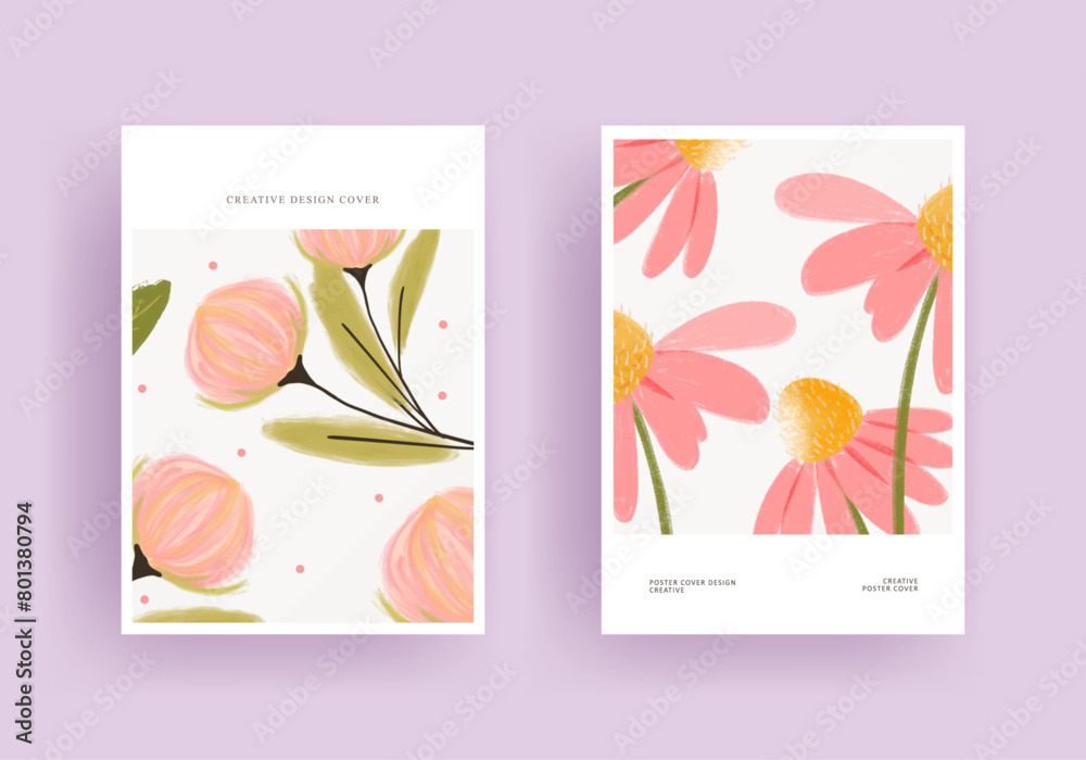 aesthetic flowers template set, minimal covers design. Modern Covers ...
