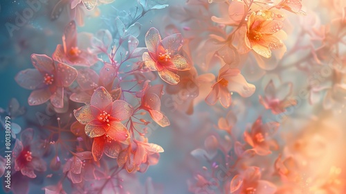 Ethereal fusion of lace and abstract florals, creating a dreamy, soft-focus background.
