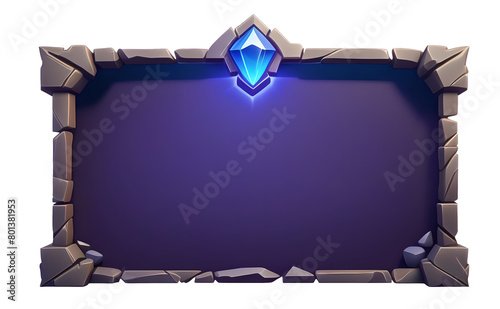 Stone frame for game design. UI frame. Casual game frame. Stone frame game asset. Slot game background. Popup background. Rocks frame. Transparent background.	
