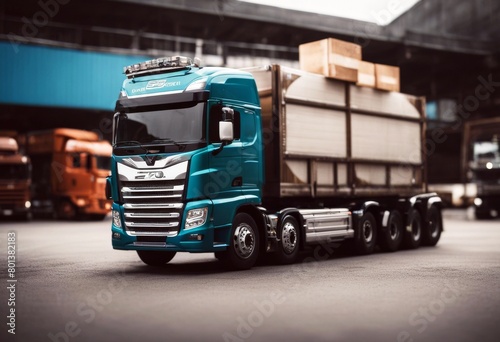 'truck transport loading waiting merchandise export trucking transportation container concept freight industry industrial lorry logistic draught-horse car cart carry'