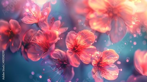 Abstract background featuring close-up of florals with an ethereal glow  evoking a sense of tranquility. 