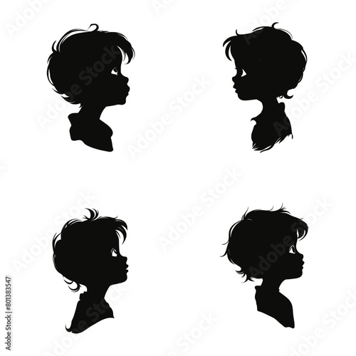 a minimalist silhouette-style illustration of a child with a curious and inquisitive expression. Vector illustration. AI generated.