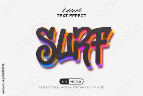 Surf Text Effect Colorful 3D Style. Editable Text Effect. (ID: 801383994)