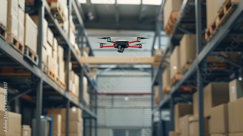 partnership between technology and logistics with a photo of a delivery drone flying overhead, representing the future of efficient parcel delivery. © Artistic_Creation