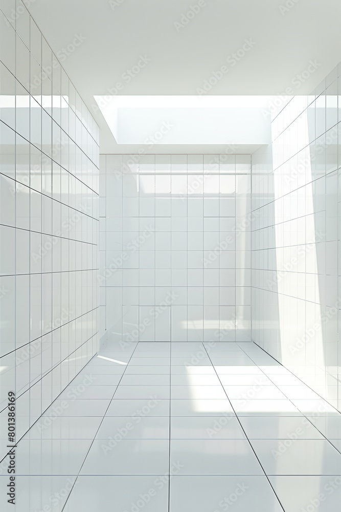 Fototapeta premium white interior space corridor concept white colour interior space with daylight cosy comfort home interior design background