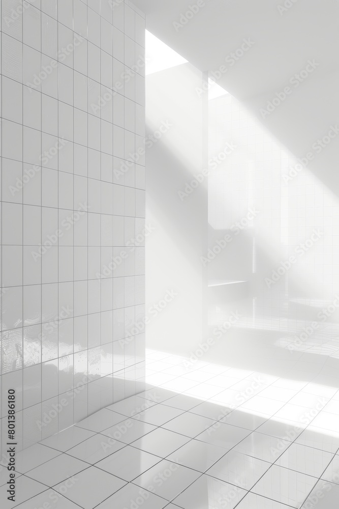 Obraz premium white interior space corridor concept white colour interior space with daylight cosy comfort home interior design background