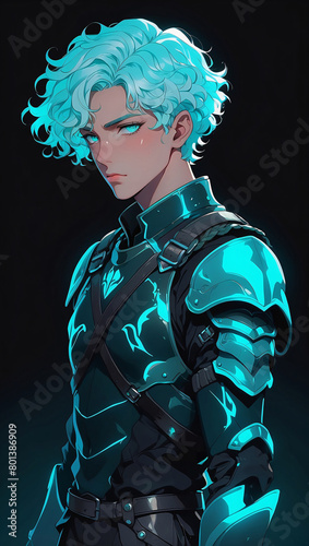 Super Saiyan: Neon Cyan Anime Warrior photo