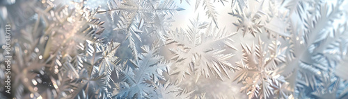 Frosted Glass Window  Close-Up of Textured and Frosted Glass Window with Winter Frost