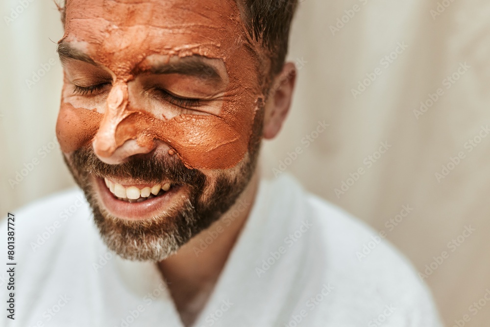 Man in facial mask, spa photo Man in facial mask, spa photo