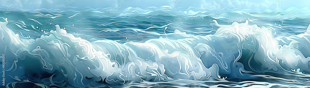 Frothy Ocean Waves: Close-Up of Textured and Foamy Ocean Waves in Coastal Scene Frothy Ocean Waves: Close-Up of Textured and Foamy Ocean Waves in Coastal Scene