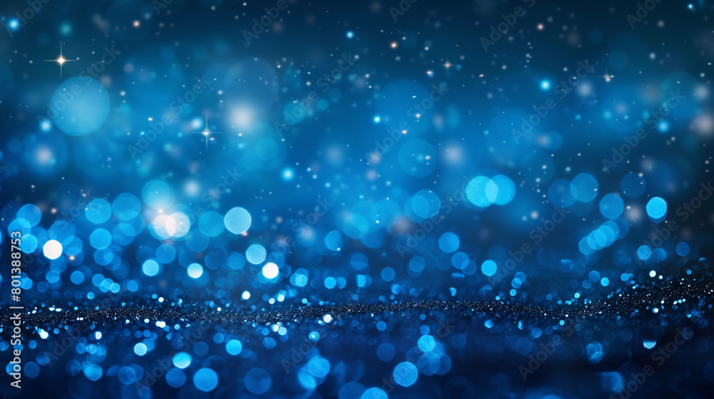 Azure Blue Glitter Defocused Abstract Twinkly Lights Background, sparkling blurred lights with deep blue hues.