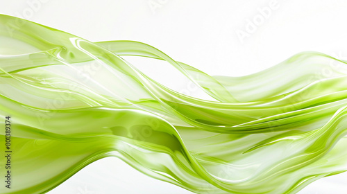 A bright pistachio green wave, refreshing and crisp, undulating elegantly against a white background, depicted in a stunning high-definition format.