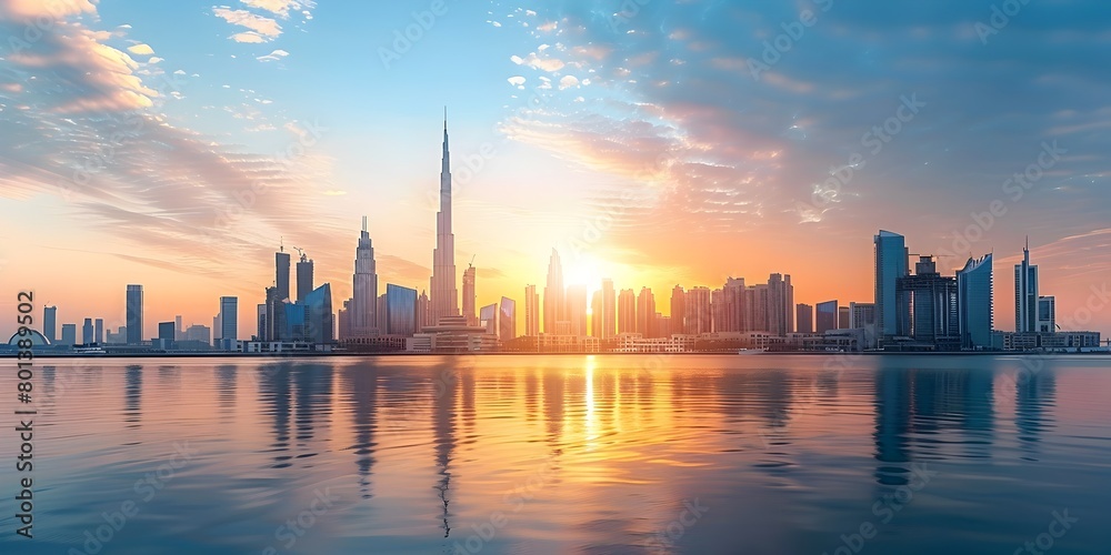 Breathtaking Skyline of a Vibrant and Prosperous Modern Metropolis at Majestic Sunset Breathtaking Skyline of a Vibrant and Prosperous Modern Metropolis at Majestic Sunset