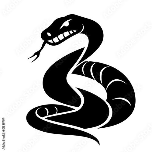 cobra snake tattoo style in black and white