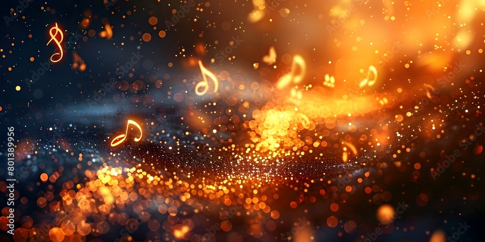 Vibrant Musical Greeting Cards with Glowing Notes and Sparkling Audio Effects