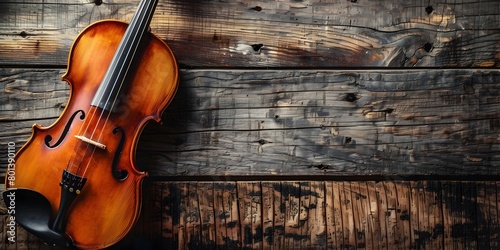 Vintage Violin on Wooden Background for Music Education Programs © Thares2020