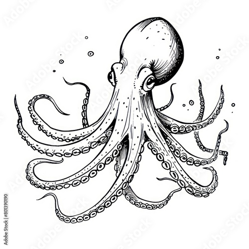 octopus drawing Coloring book page
