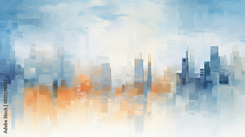 Artistic, palette knife city skyline background image