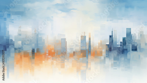 Artistic  palette knife city skyline background image