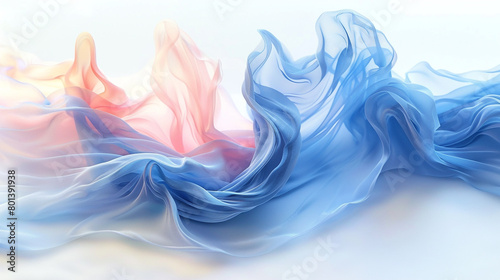 A dynamic wave of ocean blue and rose pink, curling luxuriously and isolated on a white canvas, appearing as if captured by an HD camera. photo