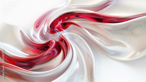 A gentle swirl of crimson and pearl white, elegantly isolated on a white background, captured in ultra-high definition. photo