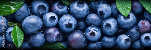 Close up of ripe blueberries in forest or plantation. Summer fruits blueberry background, food photography. photo