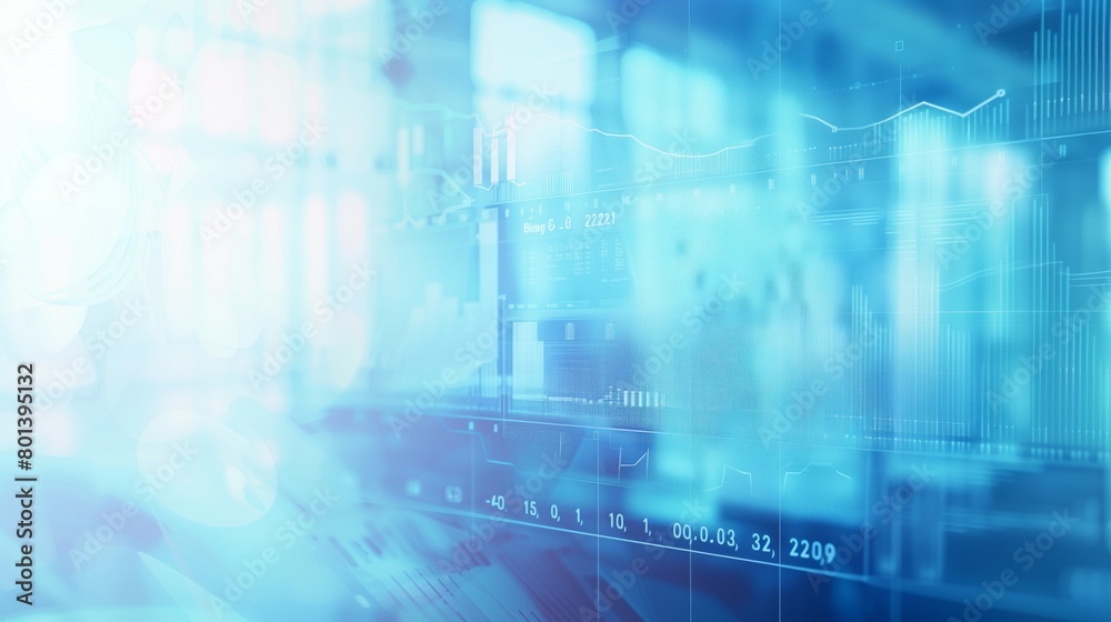 Digital financial data visualization with charts, numbers, and stock market graphs on a blue futuristic interface. Digital financial data visualization with charts, numbers, and stock market graphs on a blue futuristic interface.