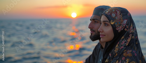Soulful Symmetry: Classical Realism Captures Muslim Couple's Harmonious Bond ,generated by IA