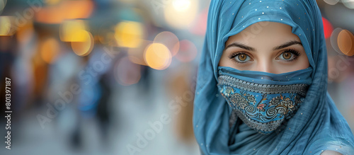 Mysterious Muse: Warmcore Portrait of Muslim Woman's Ethereal Aura ,generated by IA photo