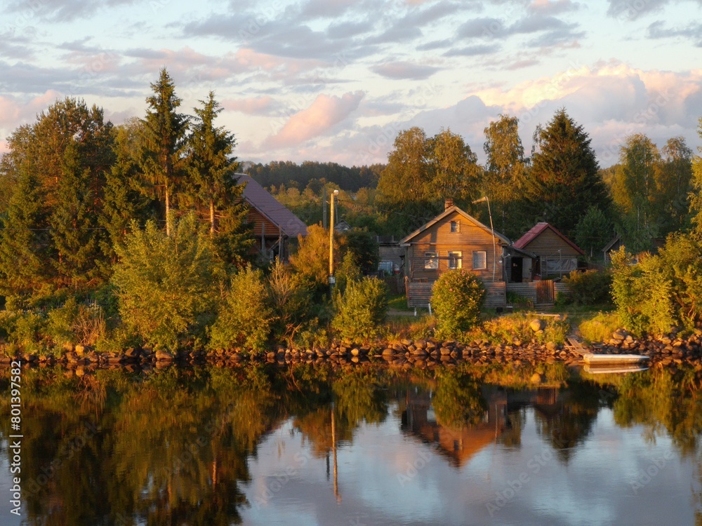 Fototapeta premium autumn landscape with lake