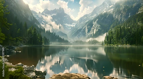 beautiful lake in the mountains. photo